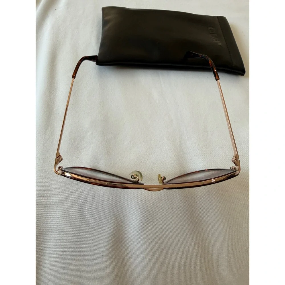 Quay Australia All In Aviator Sunglasses Tortoise Rose Gold Brown Gradient Lens